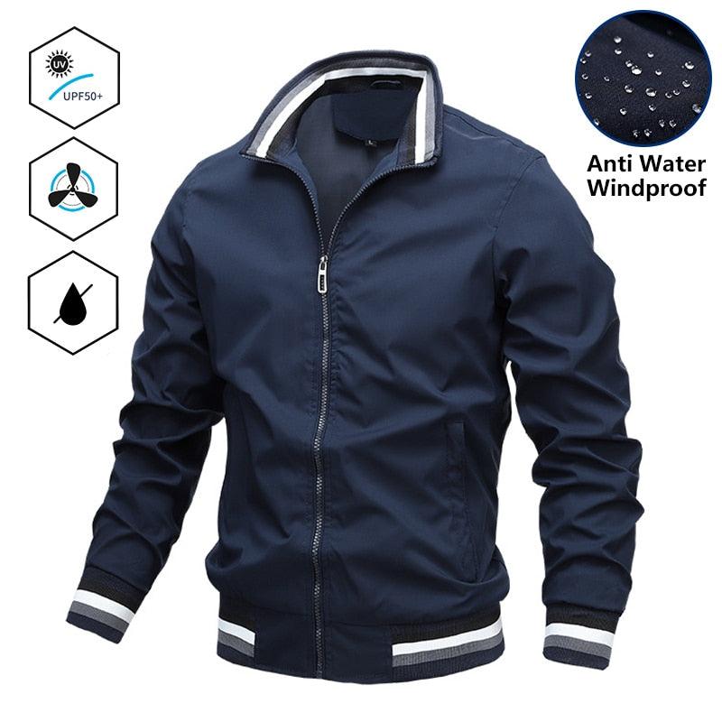 Men's lightweight blue windbreaker jacket by Stevvex, casual slim-fit outdoor coat for spring and autumn.