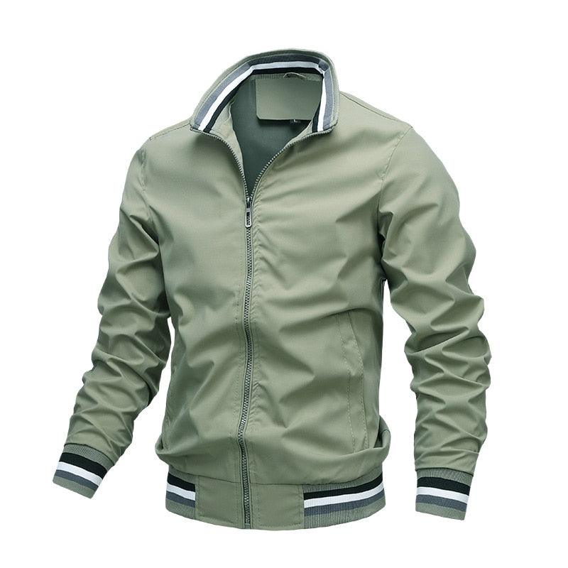Men lightweight fashion windbreaker jacket in elegant blue, waterproof, slim fit, suitable for spring and autumn outdoor casual wear.