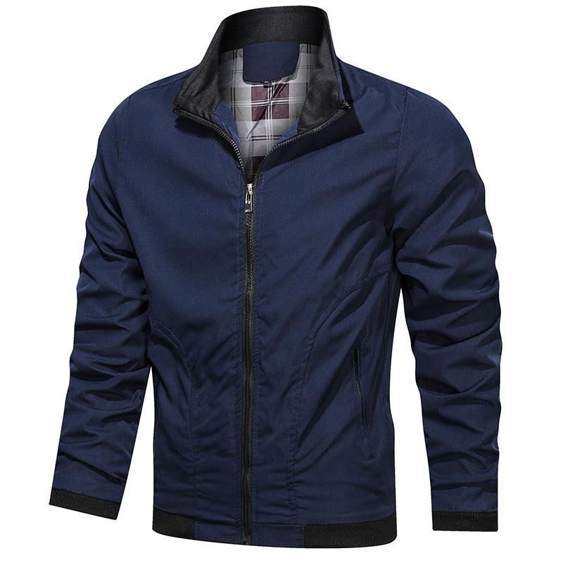 Men's lightweight blue windbreaker jacket by Stevvex, casual slim fit, waterproof outdoor jacket for spring and autumn.