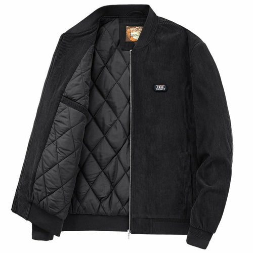 Mens Round Collar Winter Zipped Up Elbow Patch Jacket Yellow Pandora