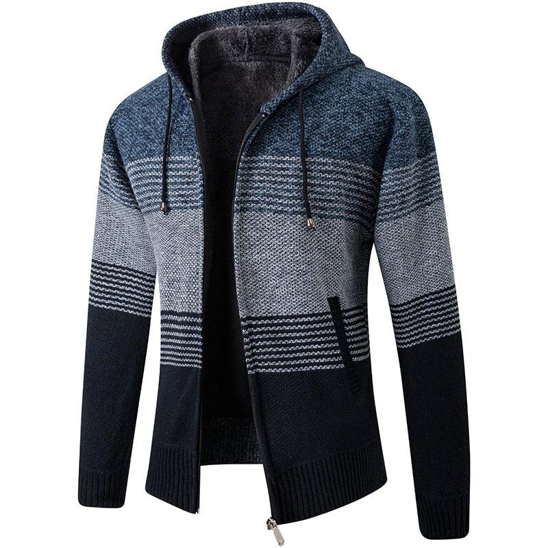 Stevvex men's autumn winter fleece jacket, slim fit, warm casual sweater style with hood, solid color, suitable for business or casual wear.