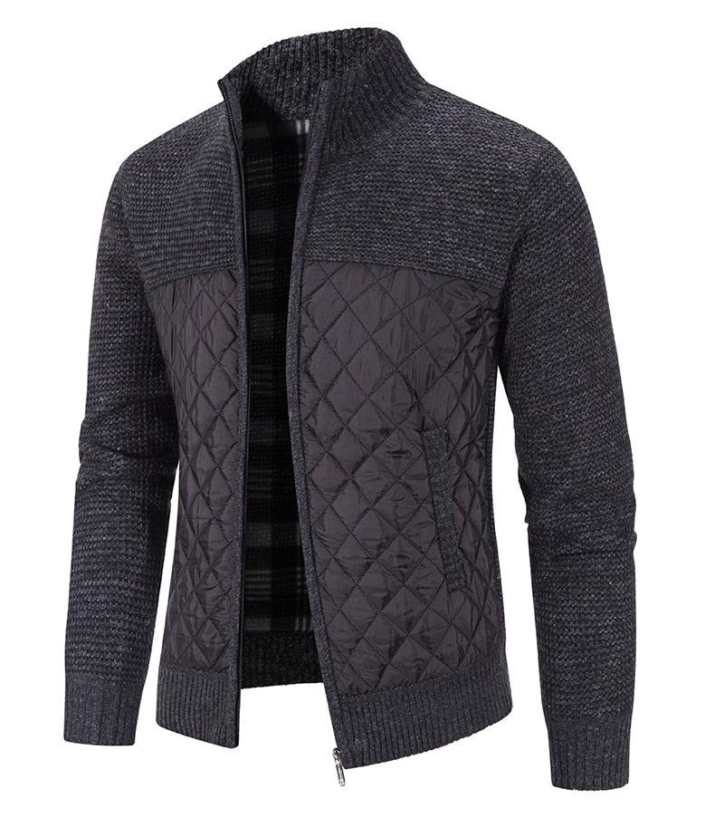 Stevvex men's autumn winter slim-fit fleece jacket with hood, soft warm sweater, solid color, suitable for casual and business wear.
