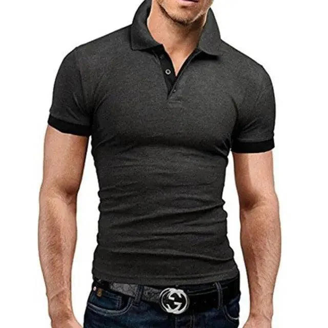 Stevvex men's short sleeve polo shirt for summer, featuring a classic lapel and casual fit, ideal for business or leisure wear.