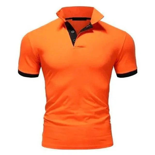 Stevvex men's summer polo shirt with short sleeves, casual and business style, in navy blue with a classic collar and lapel.