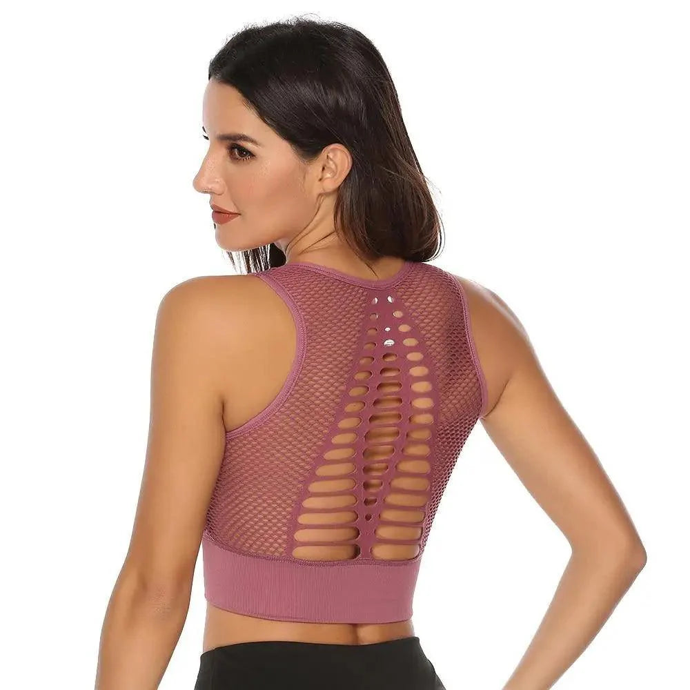 Stevvex women's backless workout T-shirt and sports bra, quick-dry yoga vest, ideal for running and gym workouts.