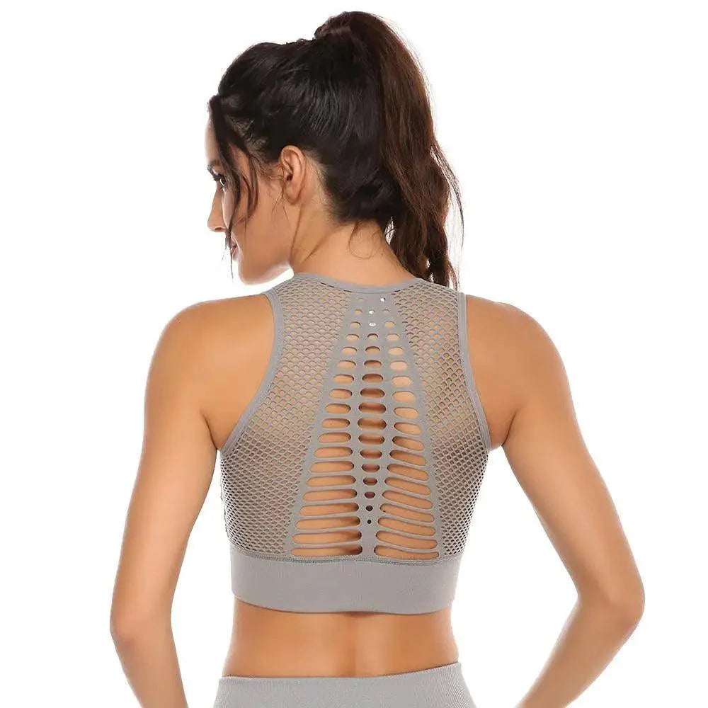 Stevvex women's backless workout T-shirt and sports bra set, quick-dry yoga vest, ideal for running and gym workouts.