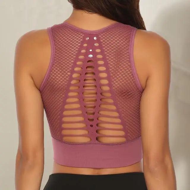 Stevvex women's backless workout T-shirt and sports bra, quick-dry yoga vest for running and gym activities.