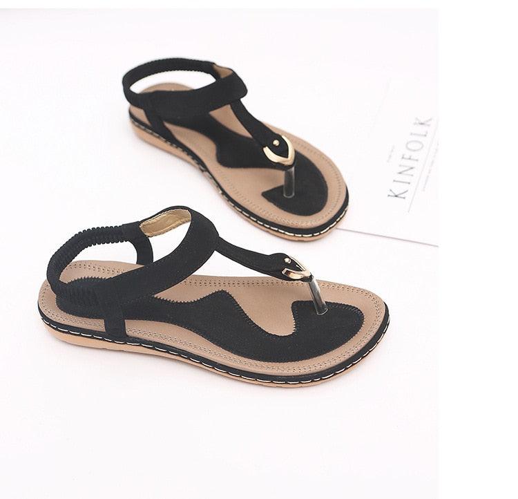 Stevvex women's flat heel summer flip flops with T-strap, elastic straps, soft sole, ideal for beach or casual wear.