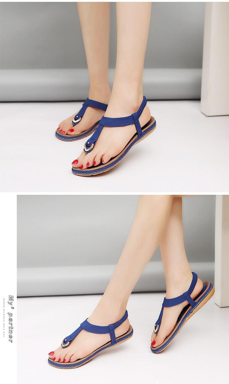 Stevvex women's flat heel summer flip flops with T-strap, elastic straps, and soft soles, perfect for beach and casual wear.