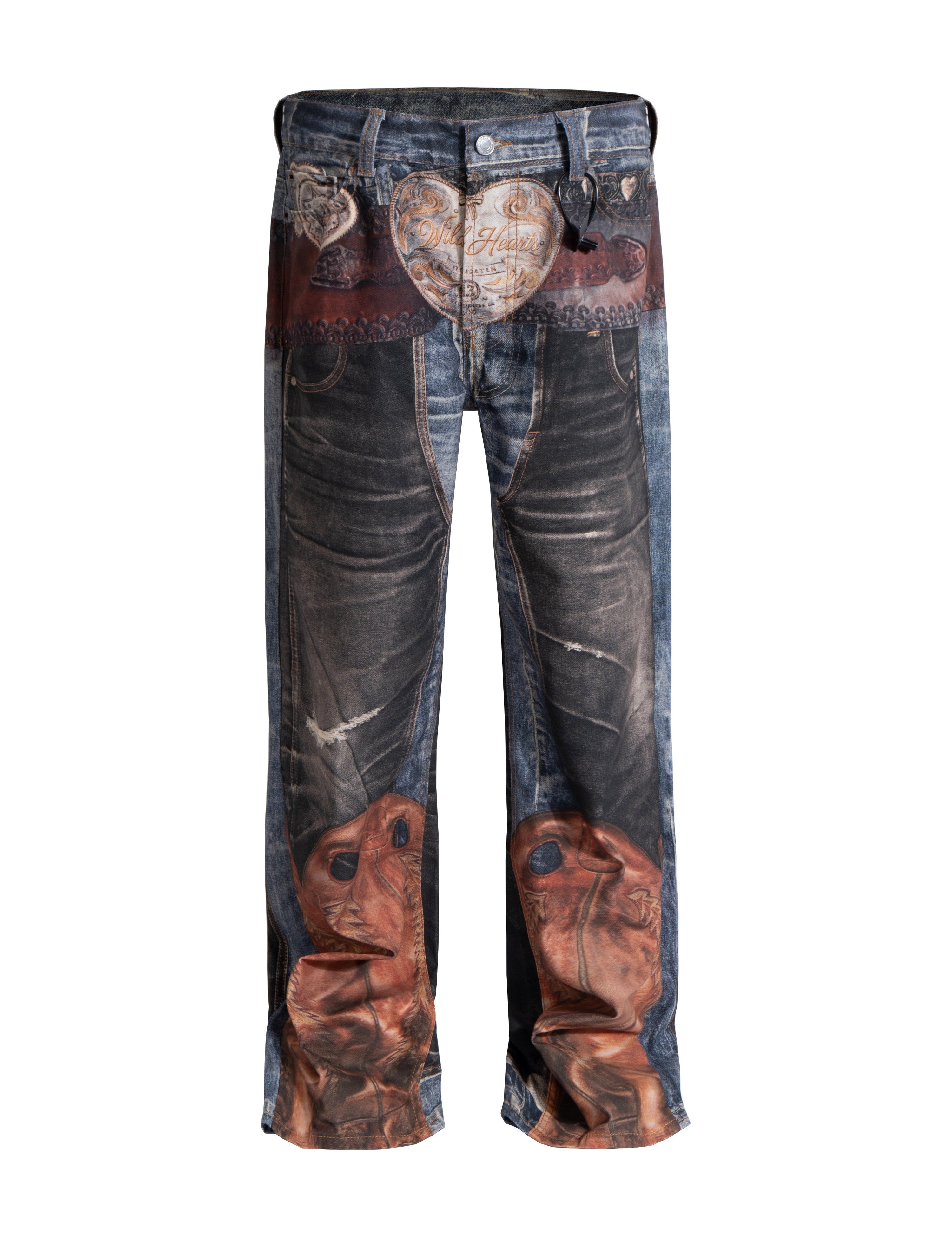 UnDEVELOPED WideBoy Western denim jeans displayed on a hanger, showcasing classic fit and dark blue denim fabric.