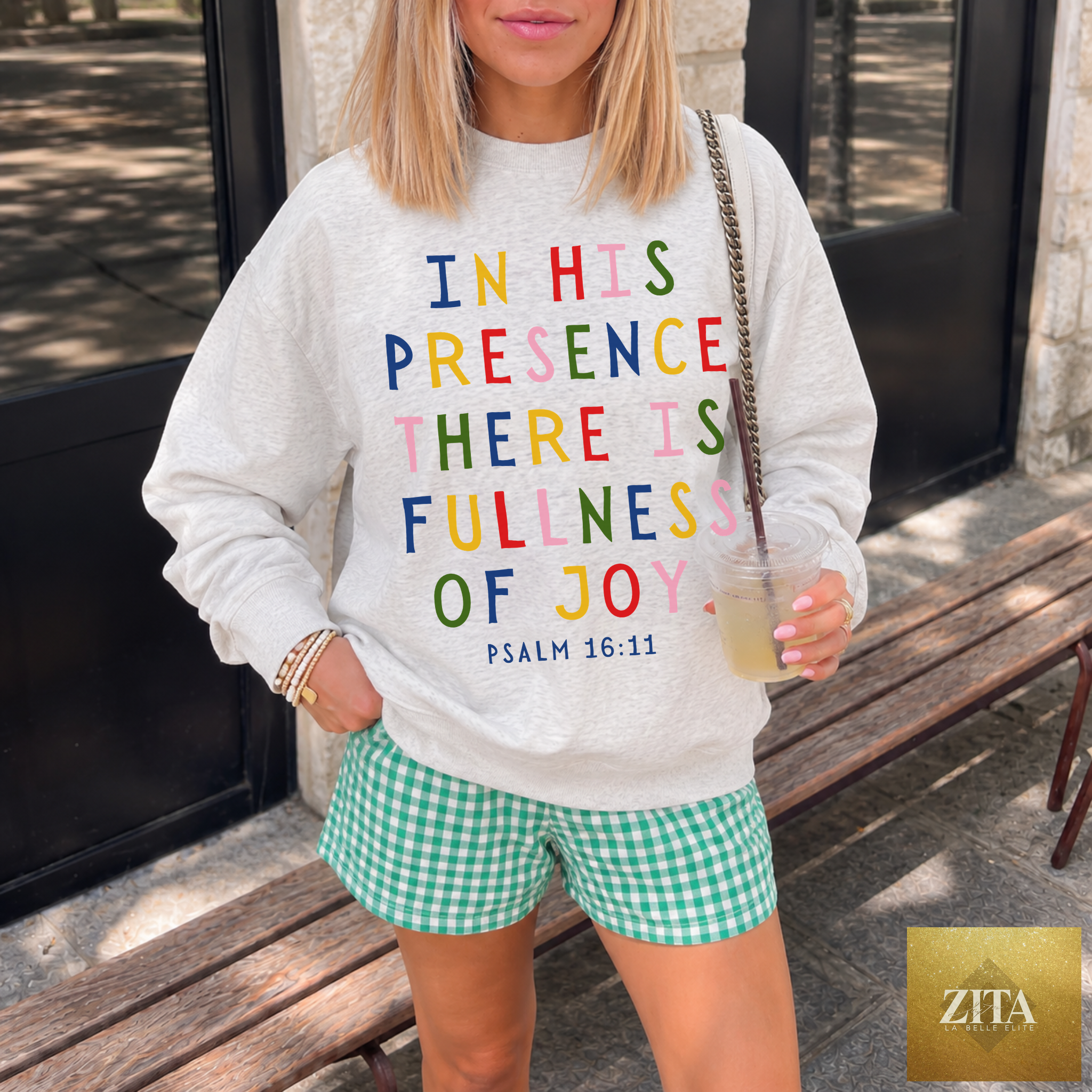 In His Presence There Is Fullness of Joy Christian Crewneck Sweatshirt