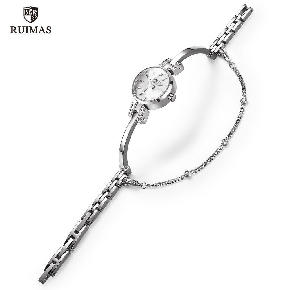 Stevvex luxury small silver women's wristwatch with modern bracelet design, mini round face, quartz movement, waterproof.