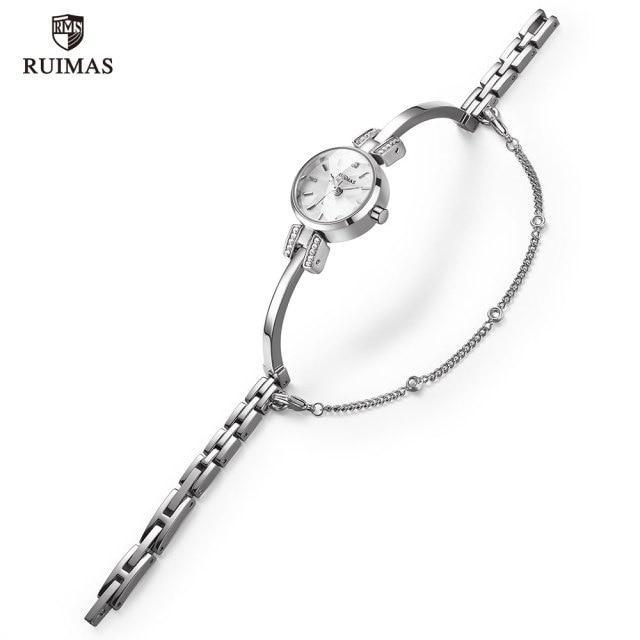 Stevvex luxury small silver women’s quartz wristwatch with modern bracelet design, waterproof, mini round face, stylish accessory.