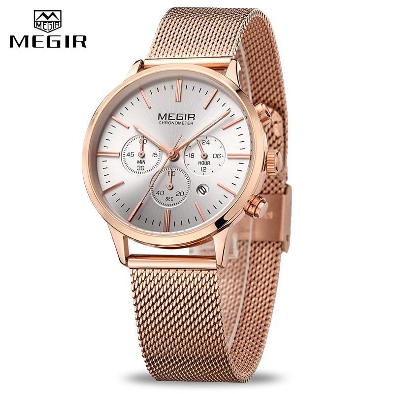 Stevvex luxury gold women's quartz sport watch with round dial, waterproof design, and stylish wristband for fashionable wear.