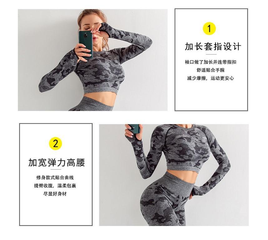 3pcs Women Carmful Camo Yoga Set Women Seamless Fitness Yoga Bra Sport Jade