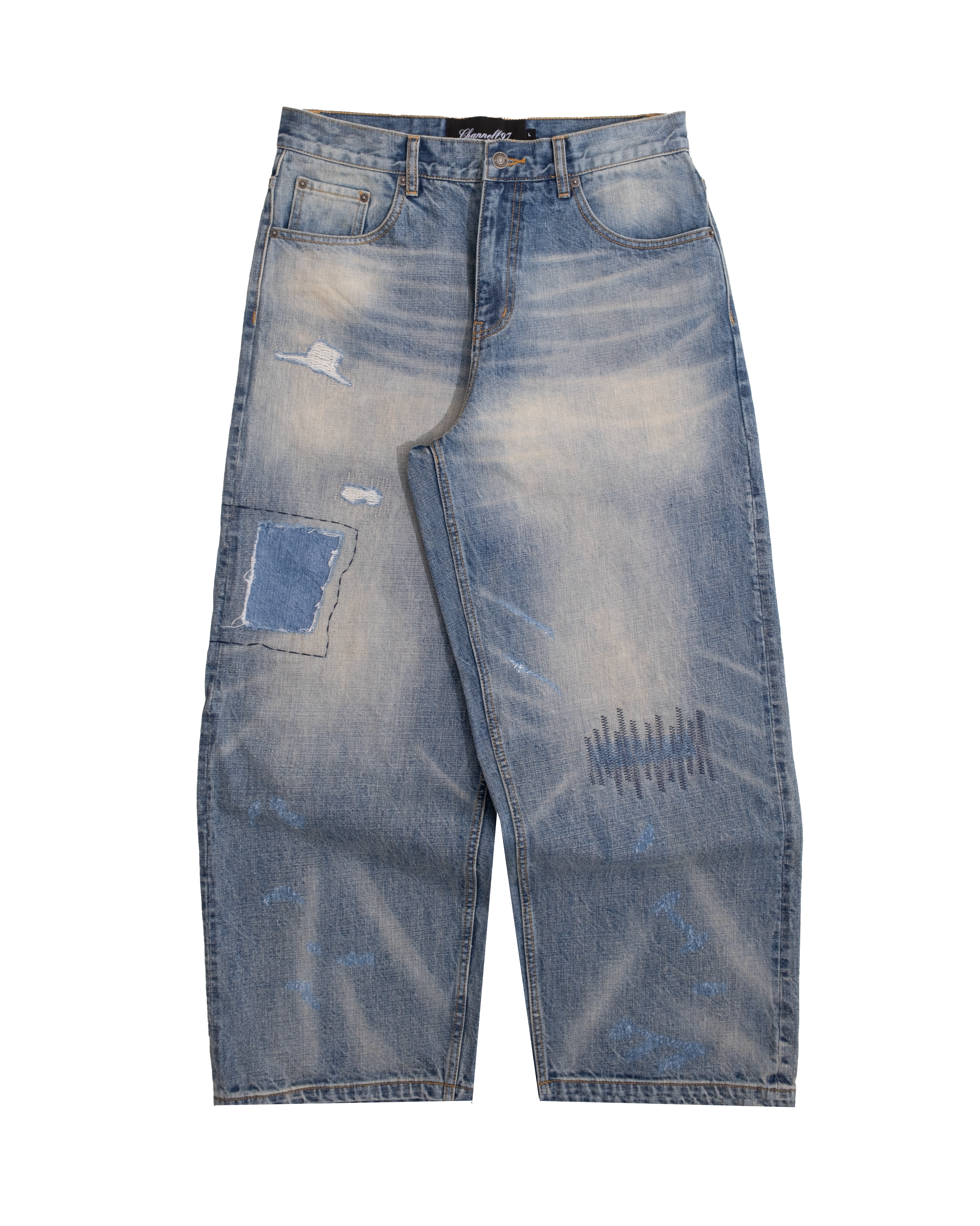 Blue Repaired Selvedge Denim