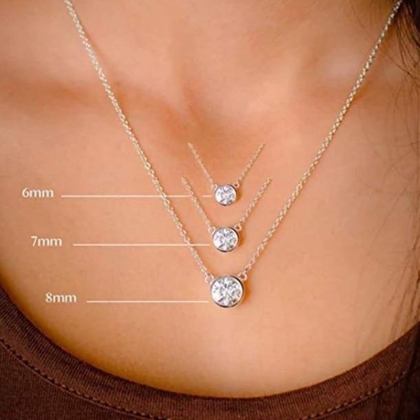 Cubic Zirconia 14K Gold Bezel Solitaire Pendant.  Diamond Veneer 635ZBYX1K
