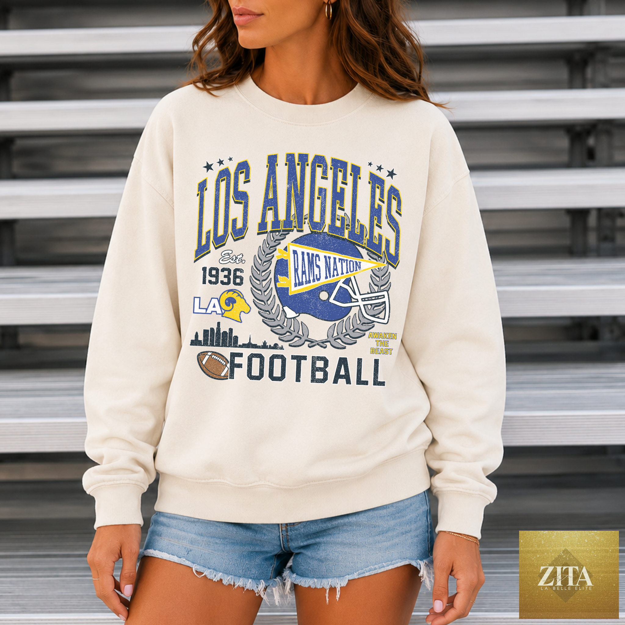 Los Angeles Football Sweatshirt | LA Rams Game Day Crewneck