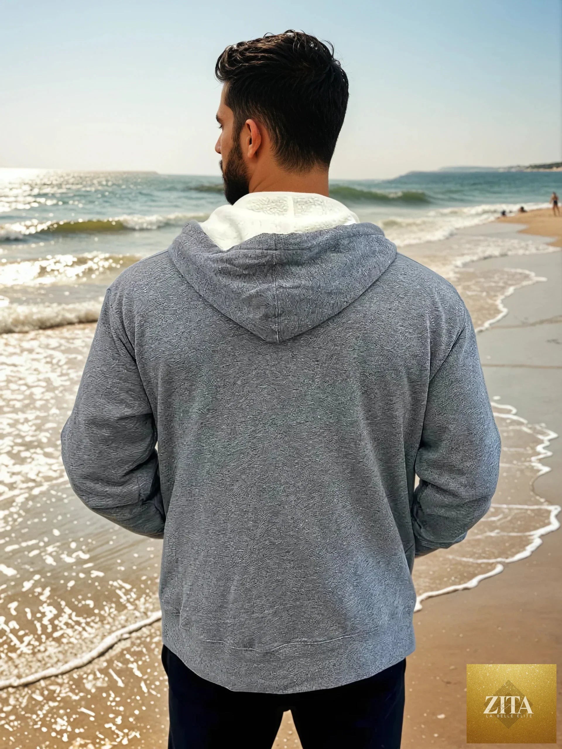 Kinetix Mammoth Zip Sherpa Hoodie in gray with white interior, cozy fleece-lined hoodie with front zipper and casual style.