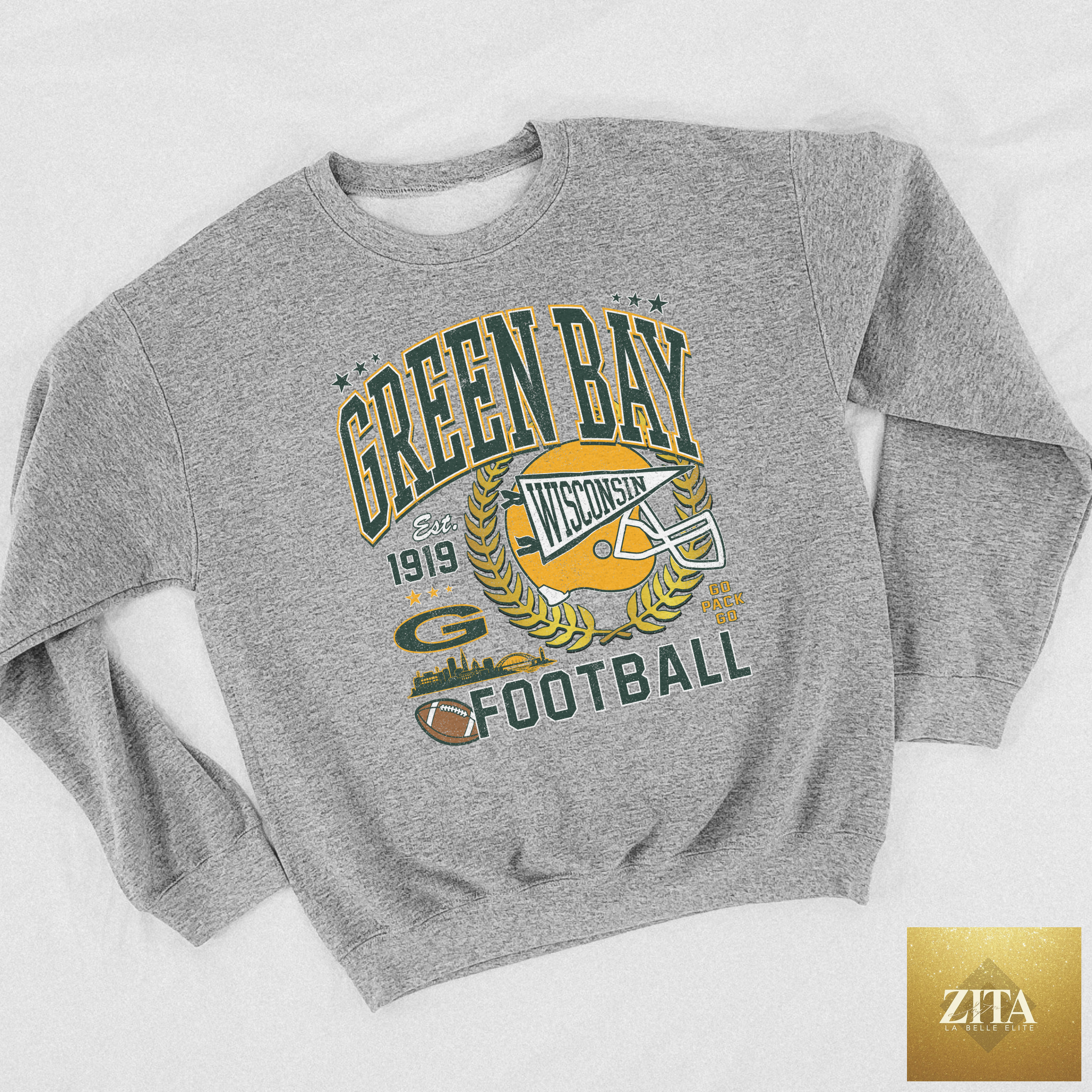 Green Bay Football Vintage Wisconsin Crewneck Sweatshirt – Classic Game Day Pullover