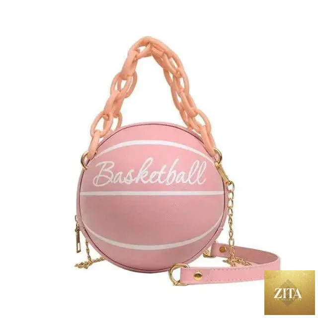 Stunning Ball Purses For Teenagers And Women Stylish Shoulder Bags, Crossbody Chain Hand Bags Personalit Leather Pink Basketball Bag For Females