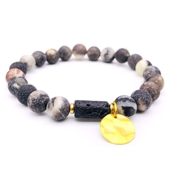 Sun Goddess Lava Stone Essential Oil Bracelet Grey Green Danae