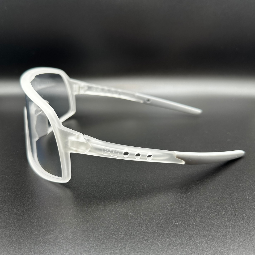 Eastern Outer Mojave sunglasses with photochromic lenses, vapor profile view from the left side.