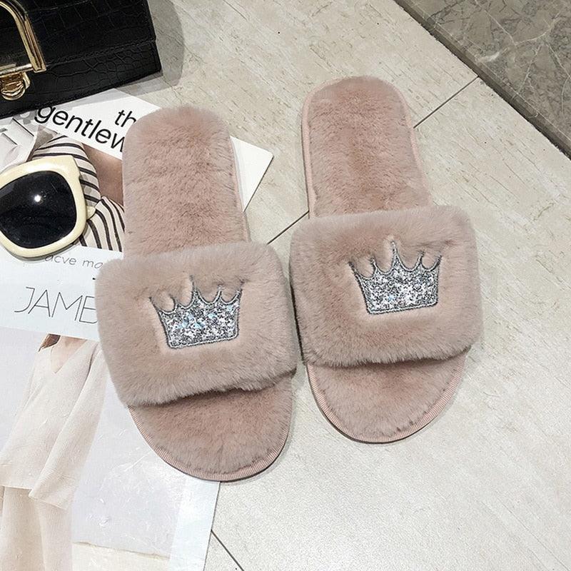 Stevvex women's warm fluffy faux fur slippers with open toe, heart shape design, soft memory foam, indoor floor slides, cozy house shoes