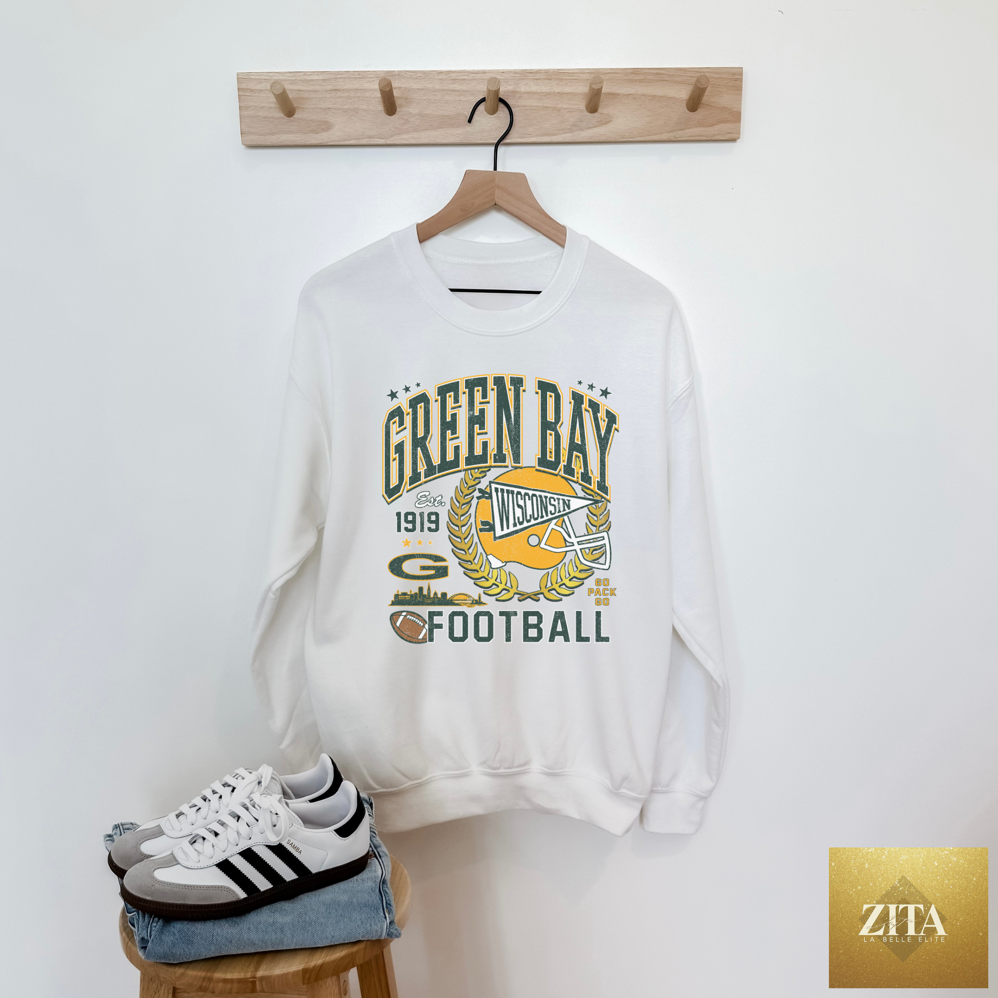 Green Bay Football Vintage Wisconsin Crewneck Sweatshirt – Classic Game Day Pullover