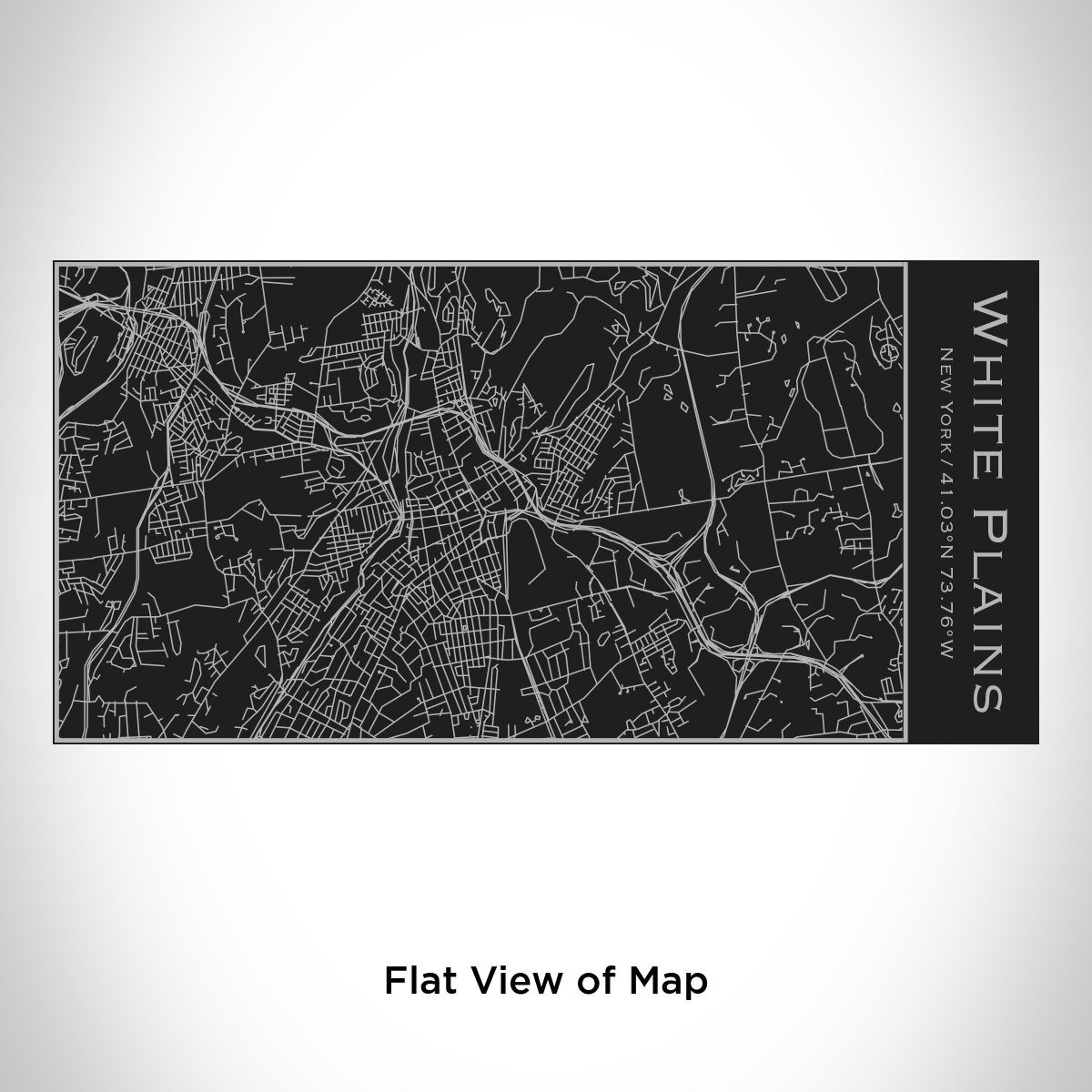 White Plains - New York Engraved Map Insulated Bottle in Matte Black Cyan Castor