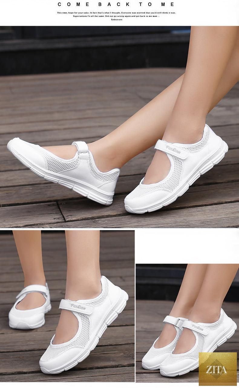 Women Flat Casual Fashion Breathable Mesh Tenis Shoes Women Summer Flat Soft Fashion Lightweight Slip-On Super Light Women Shoes