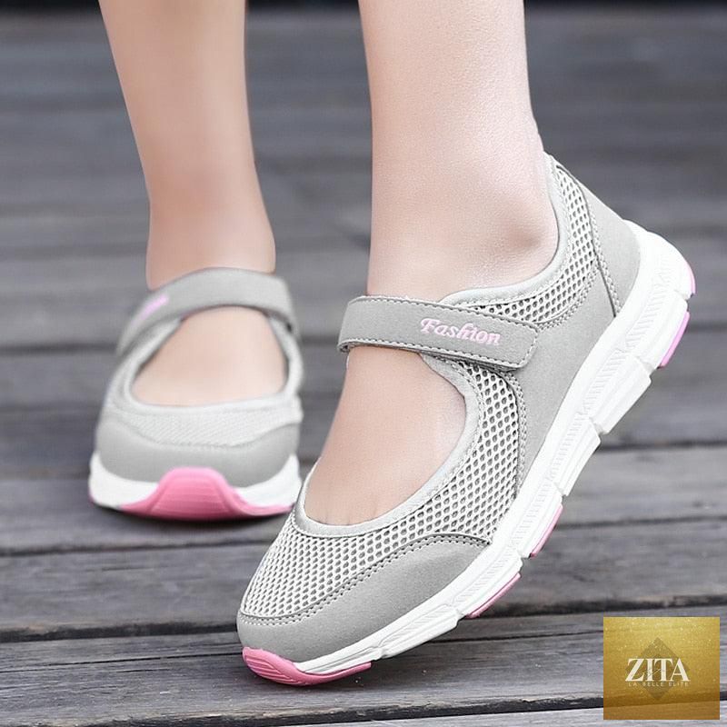 Women Flat Casual Fashion Breathable Mesh Tenis Shoes Women Summer Flat Soft Fashion Lightweight Slip-On Super Light Women Shoes