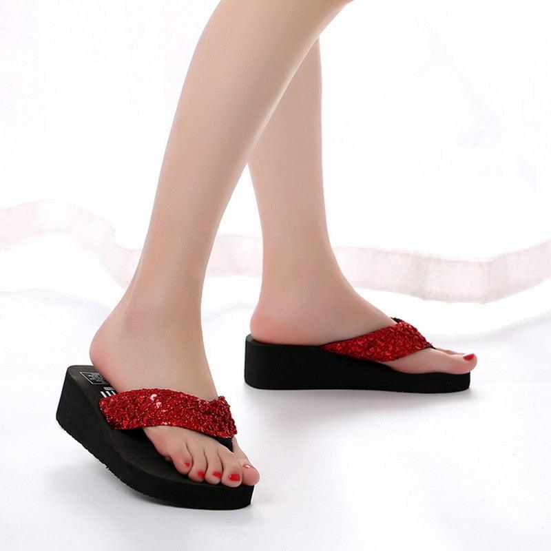 Pink women's summer platform sandals by Stevvex with open toe, butterfly design, elegant style, and comfortable thick sole.