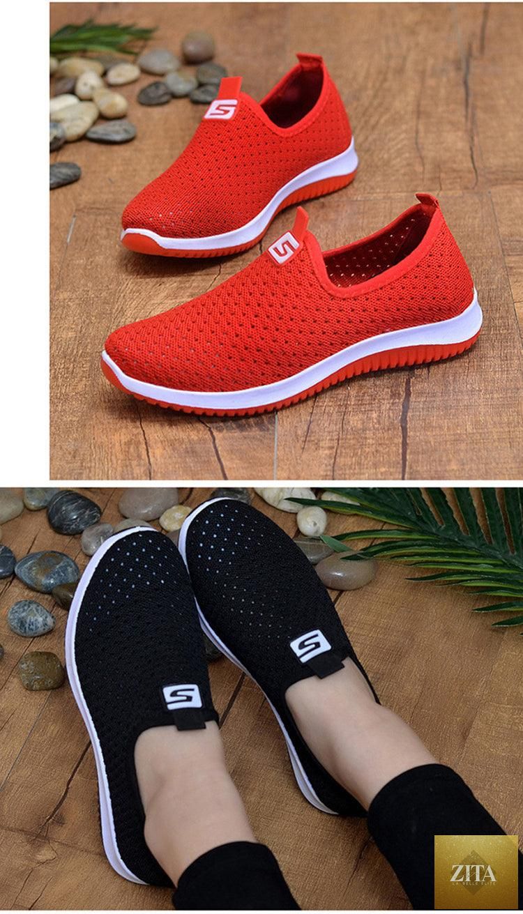 Women's Sneakers Espadrrilles Breathable Mesh Summer Shoes For Women Walking Solid Non Slip Casual Shoes Girls Tennis Slip On Sneakers Lightweight Comfortable Mesh Casual Sneakers