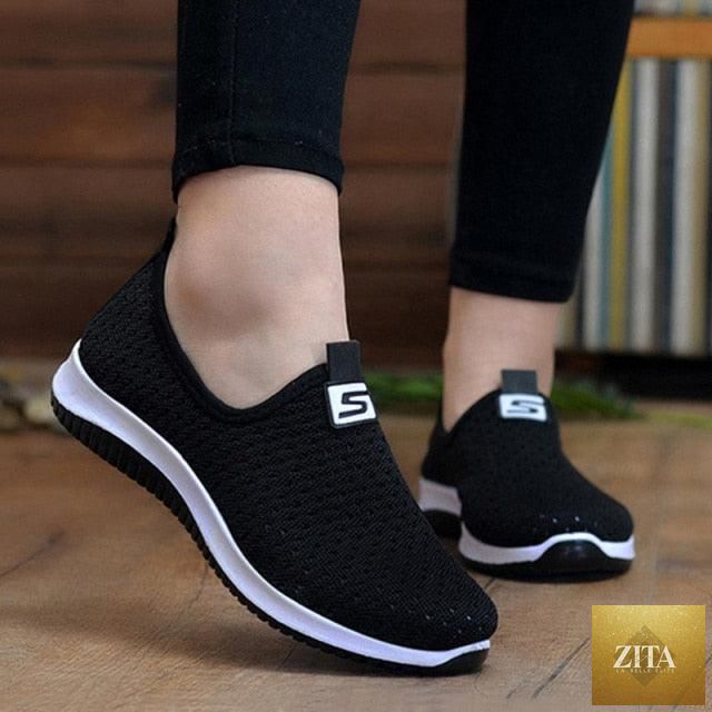 Women's Sneakers Espadrrilles Breathable Mesh Summer Shoes For Women Walking Solid Non Slip Casual Shoes Girls Tennis Slip On Sneakers Lightweight Comfortable Mesh Casual Sneakers