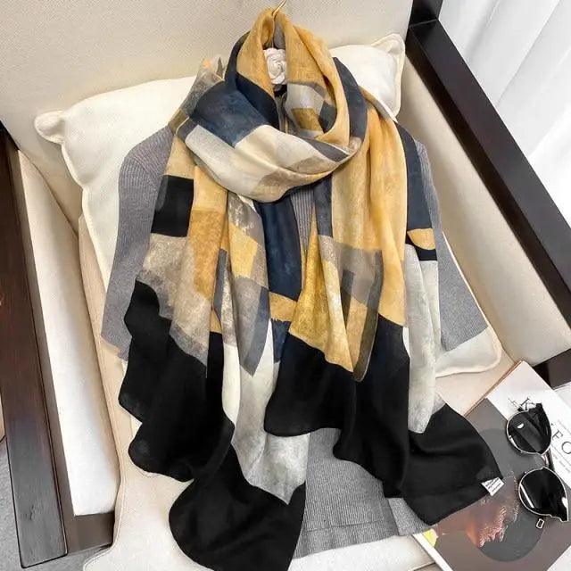 Women Scarf Leopard Print Cotton Large Size Scarfs For Winter Shawls Winter Warm Casual Wear For Women Lovely Floral Tassel Cotton ab Shawls Lady Silk Wraps Scarves