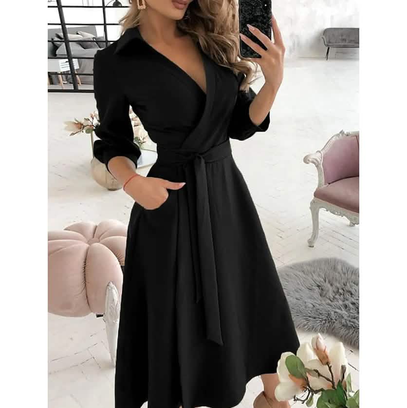 Black women's A-line dress from DailySale featuring a classic fit and flattering silhouette.