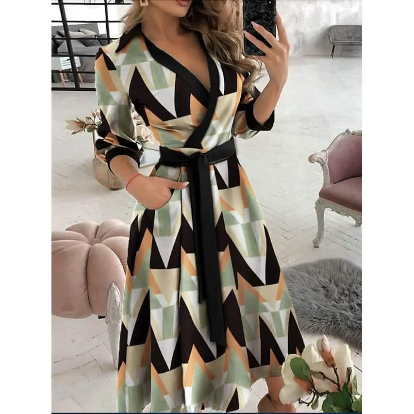 Women's A-line dress with diamond print from DailySale, featuring a classic fit and stylish design for casual or semi-formal wear.
