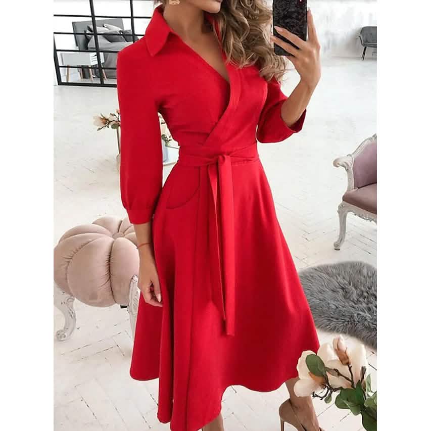 Red women's A-line dress from DailySale, stylish knee-length dress with a flattering silhouette and sleeveless design.