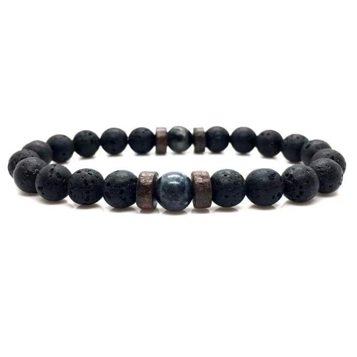 Wood and Lava Stone Essential Oil Bracelet - Gray 2 Green Danae
