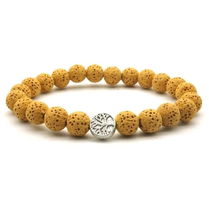 Yellow Tree of Life Lava Stone Essential Oil Bracelet  Green Danae